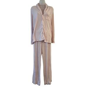 Alfani Women's 2 Piece Pajamas Set Long Sleeve Pink Front Pocket Size Small